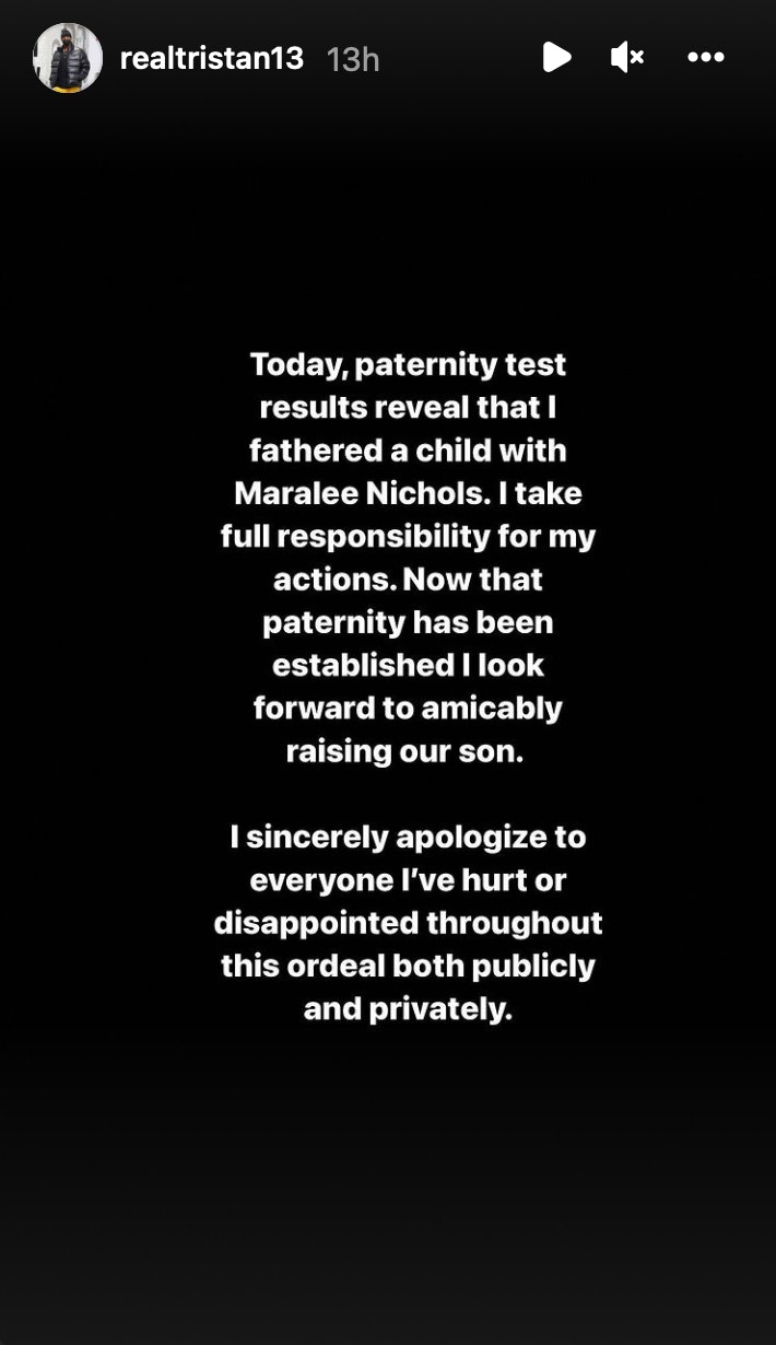 Tristan Thompson ber Khloé Kardashian om unnskyldning for å ha blitt far til en annen kvinnes baby