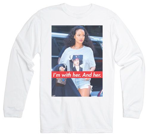 Rihannos marškinėliai „Aš su ja“ yra per kietas