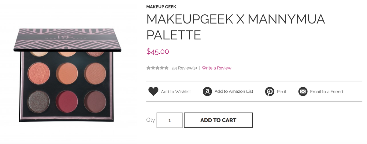 La palette Manny MUA de Makeup Geek est toujours disponible