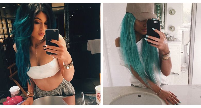 Ar Kylie Jenner mėlyni plaukai yra perukas?