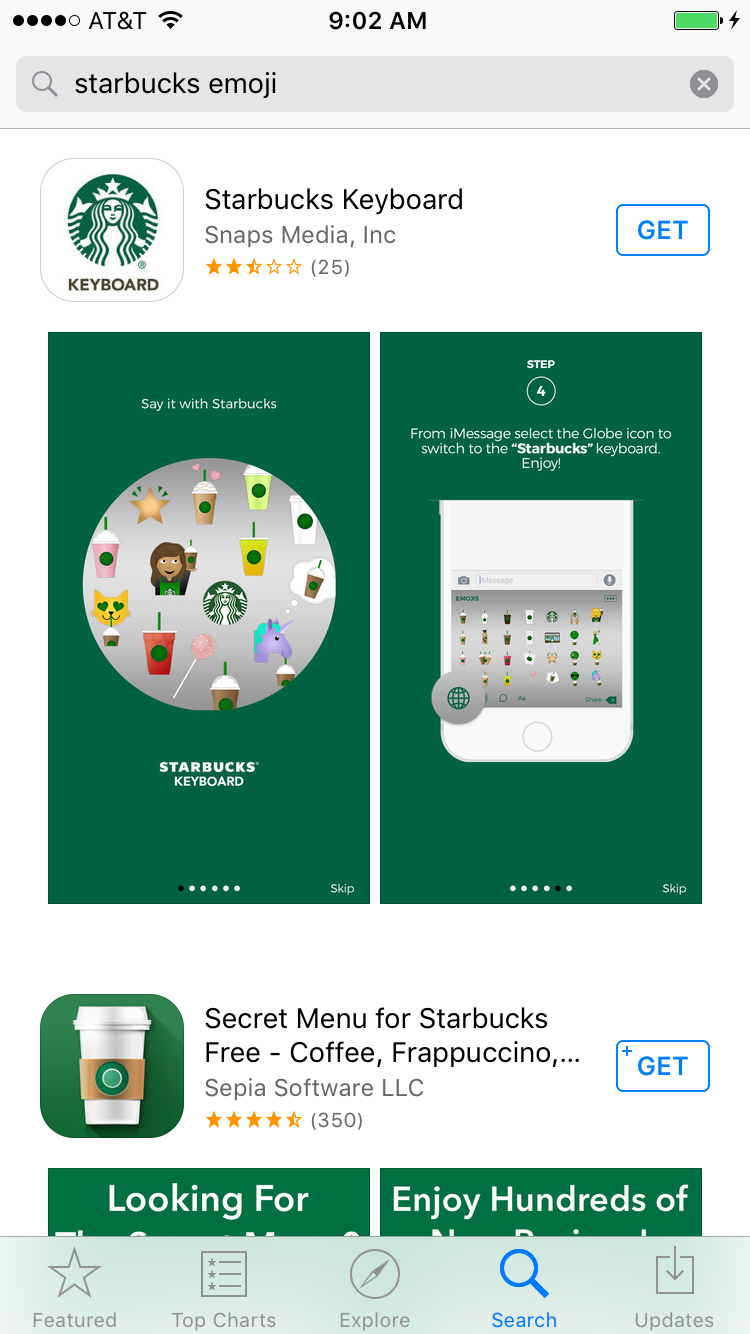 Starbucks Emoji klaviatuuri hankimine